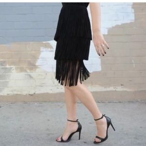 Lamarque suede fringe tiered skirt size S